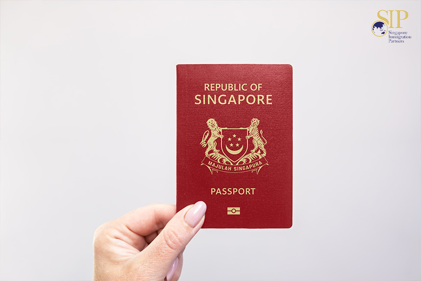 Holding a Singapore passport for citizenship application.
